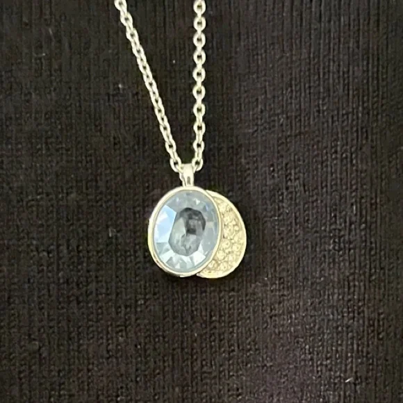 Swarovski Silver Necklace with Blue Crystal Pendant - Picture 2 of 2